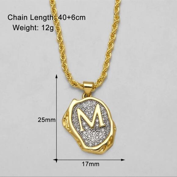 Gold Plated and Silver M Initial Pendant Necklaces - Picture 2 of 7